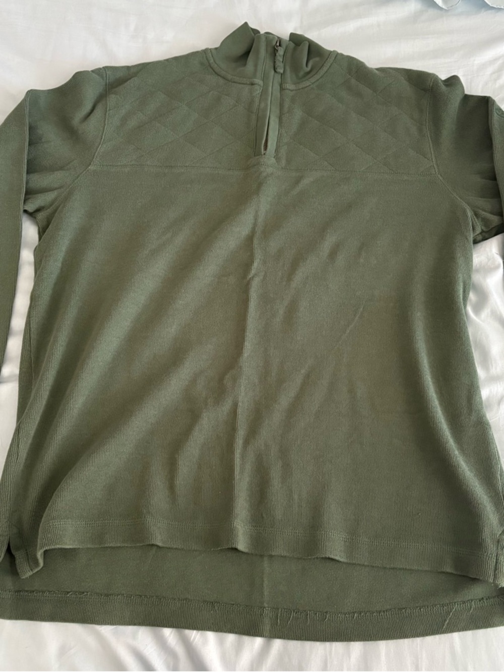 Timberland Olive Green Quilted Zip-Up Pullover